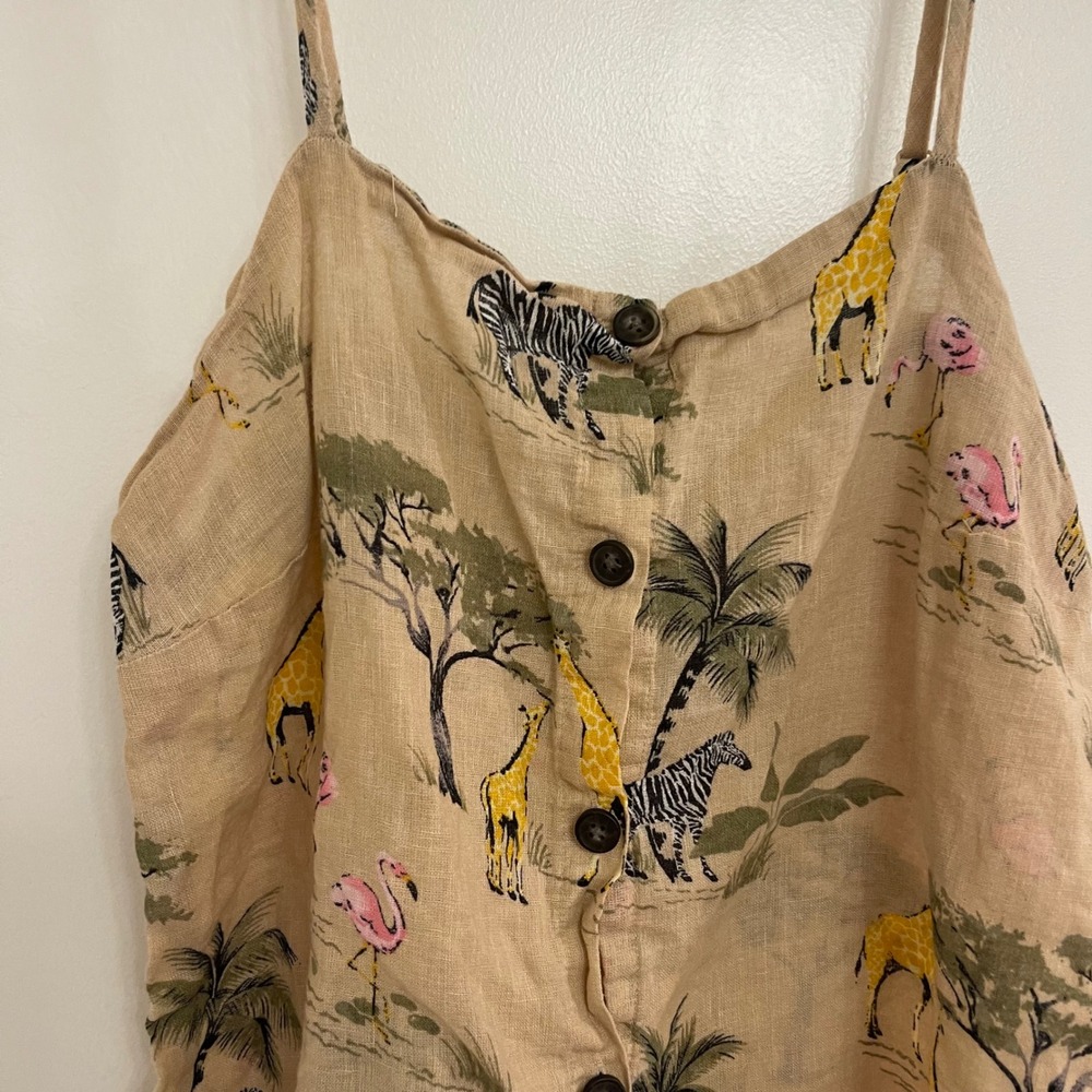 Linen Blend Jungle Old Navy Tank Top Summer Safari Africa‎ Euro Animals